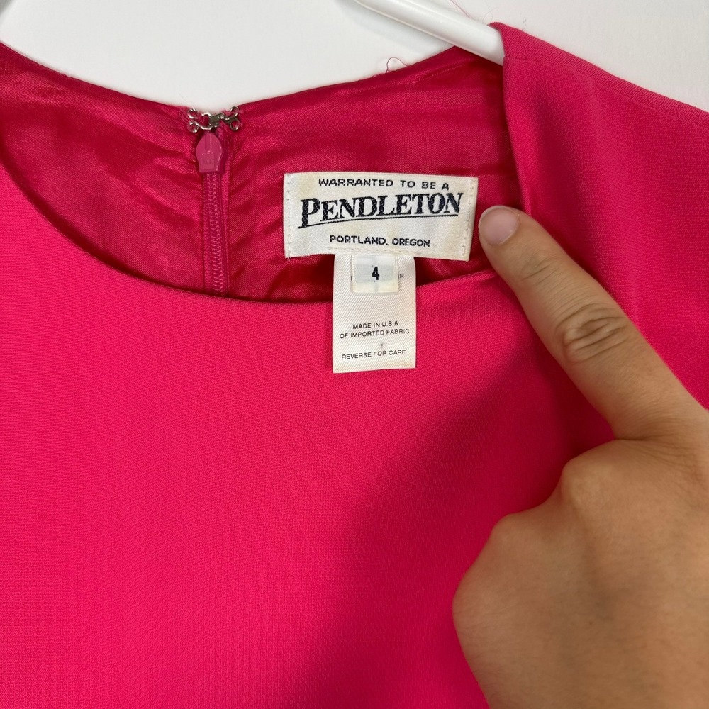VINTAGE Pendleton Hot Pink Sleeveless Sheath Dress Size 4 Made in USA - Picture 3 of 10
